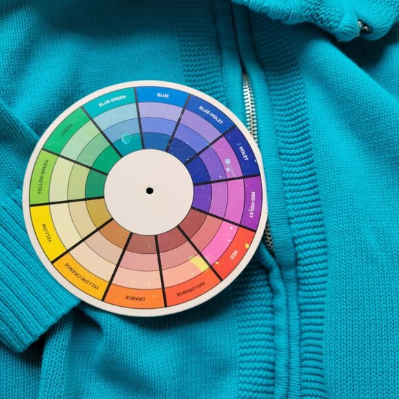 Studio Works Womens Sweater 2X Plus Cardigan Blue Zip Cotton Turtleneck SWE85E - Picture 7 of 9